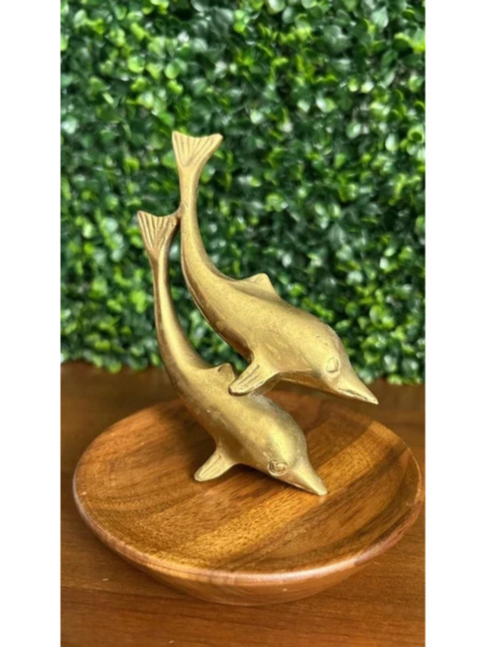 Vintage Solid Brass Dolphin Figurine Made in India Coastal Decor